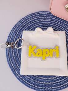 1PC Personalized Glitter Acrylic Keychain, Backpack Tag, 3D Name Tag, Custom Name Tag, Personalized Acrylic Name Tag, Diaper Bag Tag, Kids Name Keychain, Logo Charm - Steel Keychain + White Buckle - View 10