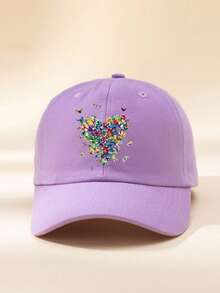 1pc Printed Heart Baseball Cap, Outdoor Adjustable Sun Ion Casual Hat, Suitable For Spring Autumn Travel Beach Holiday, Y2K Style Young Cap - Baseball Cap - View 15