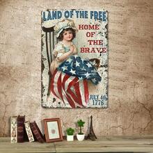 1PC Vintage Tin Sign, Land Of The Free, Home Of The Brave, Patriotic Wall Art, High-Quality Metal, 8x12 Inches / 20x30 Cm, American Quote, Durable Metal, -Friendly Material, Perfect For Home Dr, Office Wall Art - 8x12吋/20x30公分-1件 - 查看 6