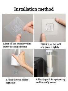 Cup Extractor, 1 Disposable Paper Cup Holder Wall Mounted, Dispenser Automatic Cup Storage Rack, Water Cup Non Perforated Storage Rack, Water Dispenser Cup Holder, Cup Container, Kitchen Supplies - White - View 4