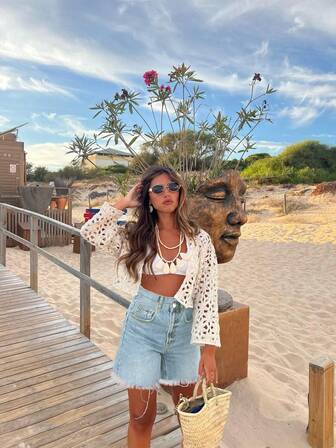 High Waisted Misaligned Design With Frayed Edges,Easy To Wear Loose Shorts,Washed Denim Shorts For Women,Vacation Casual Shorts,Cowgirl Shorts