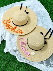 Customized Beach Hat, Bridal Party Gift, Personalized Hat, Women's Beach Hat, Bridal Gift, Bachelorette Party Hat - Multicolor - View 6