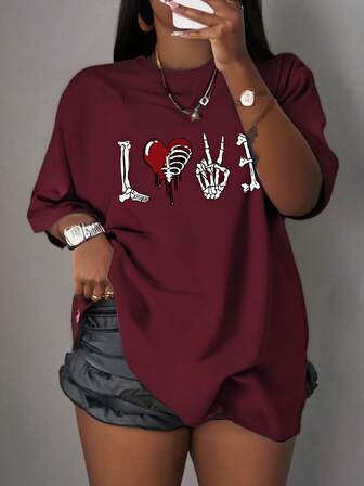 Letras  Casual  Poliéster        Deportivo  Oficina  Casa