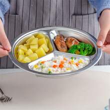 1pc Durable Stainless Steel Dinner Plate With Divided Sections For Easy Serving And Cleaning - Perfect For Camping And Outdoor Activities