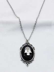 1 par de pendientes colgantes vintage estilo gótico con cabujón de cristal en relieve negro, pendientes con gota de calavera de bruja de Halloween, joyería de estilo victoriano de moda como regalo para mujeres y niñas