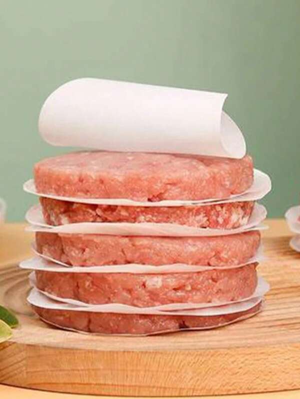 100pcs Hamburger Patty Paper Round Wax Paper Sheet For Burger Press Baking Cake Baking Separate Patty Oil Paper