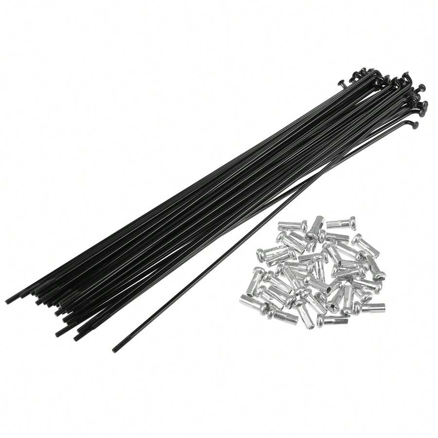 Bicycle Spokes Metal Bike Spoke With Nipples For Most Bicycle - 黑色,銀色 187mm 14G 36Pcs 金屬 - 查看 1