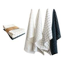1pc/2pcs/4pcs Black Rectangle (15.75*23.62 Inches) Kitchen Towel, Tea Towel, Dining Cloth Set, Simple Jacquard Striped Plaid Pattern, Large Size Multi-Purpose Kitchen Cloth, Can Be Used As Napkin, Hot Pad, Dish Cloth, Cover Cloth, Suitable For All Seasons