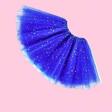 1pc Girls' Everyday Versatile Star Tulle Skirt, Suitable For Daily Wear And Holiday Dance Performances, Lightweight And Fluffy