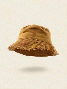 1pc Unisex Distressed Washed Bucket Hat, Versatile For Daily Wear And Outdoor Sun Protection, Suitable For Men And Women, Couple Matching - Multicolor - View 3