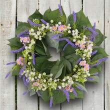1pc 17.7 Inch Artificial Lavender Wreath, Dead Branches Decor Wreath, Purple Romantic Wedding Party Photography Accessory