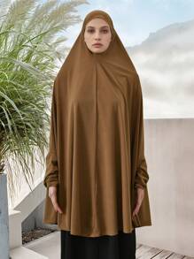 1 Stück Damen Abaya Zubehör Einfarbiger Ärmel All-In-One Kapuzen Gewand Gebetskleid, lässiger Khimar Hijab passend für den täglichen Gebrauch, Saudi-Arabien
