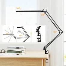 1pc LED Foldable Desk Lamp, Clip-On Lamp, Adjustable Long Arm Dimmable Lamp, 3 Color Modes, Eye-Caring, Suitable For Living Room, Reading, Computer, Office Desk, With Clamp, Flexible Angle Adjustment - USB Plug - View 4