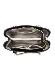 Elegant And Fashionable Patent Leather Handbag, Multi-Functional Mom Bag With Large Capacity, Shoulder Tote Bag, Fashionable Design, New Soft Leather Small Square Bag Handbag Crossbody Bag, Versatile Casual Multi-Layer Large Capacity Shoulder Strap Can Be Shoulder Or Diagonal Crossbody Handbag, Suitable For Valentine's Day Gifts, Women's Handbag, Shoulder Diagonal Crossbody Color-Block Bag, Casual Luxury Large Capacity Can Be Shoulder Or Diagonal Crossbody Casual Bag