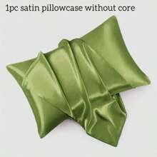 1 pieza Funda de almohada de satén, funda de almohada de seda para el cabello y la piel, lujosa y sedosa, ultra suave y transpirable, sin relleno, fundas de cojín lavables a máquina para decoración del hogar, decoración del dormitorio