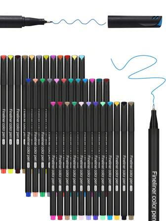 60 stuks Art Color Fine Tip Pennen, Fine Tip Tekenpennen Geschikt voor School, Kantoor, Kleurboeken voor Volwassenen, Dagboeken, Schetsen, Doodlen, Markeerstiften voor Journaling, Aantekeningen maken, Kantoor, Schoolbenodigdheden Terug naar School