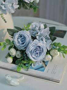 1/3 Stücke romantische Seide Pfingstrosenstrauß künstliche Hortensienblumen Tischgesteck Kunststoff Dahlien Handblume Anordnung für Hochzeit/Zuhause/Schlafzimmer/Wohnzimmer/Tischdekoration/Brautstrauß/Muttertag