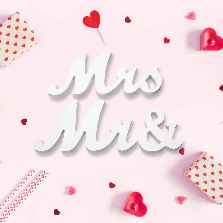 Mr Mrs Sign For Wedding Table, White Wooden Letters Elegant White Mr And Mrs Signs For Sweetheart Table,Photo Props Wedding Decoration Summer Birthday Gifts Beach Back To School School Supplies Room Decor