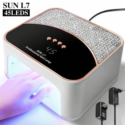 LIMEGIRL Professional Nail LED NailLamp, UV Nail Lamp For Gel Nails, LED Nail Lamp With 4 Timer Modes, Gel Nail Light Decorate With Sparkling Nail Rhinestones Diamond Rose Gold Border Embellishment Suitable For Holiday Gifts For Mothers And Girlfriends