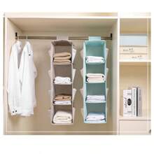 Hanging Wardrobe Organizer, Four Layers With Side Pockets, Bedroom Or Hanger Organizer, 30cm X 22cm X 80cm, Lotus Pink, Nordic Blue, Elegant Gray Hanging Organizers Back To School Travel Essentials Room Decor