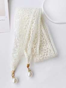 Ceinture de taille en dentelle pour femmes, chaîne de taille de style coréen avec décoration de perles, mode polyvalente, ceinture de robe d'été