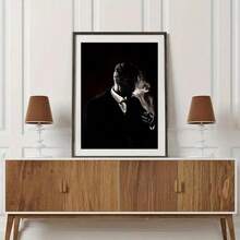 Smoking For Man Silhouette Canvas Art Print - Unframed, High-Resolution Poster From Movie Characters For Living Room & Office Decor