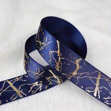 5 Yards 25mm Gift Ribbon Satin Marble Crack Pattern Golden Foil Printed Ribbon For Gift Wrapping Christmas Wedding Decor DIY Hair Bows Ribbon