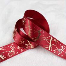 5 Yards 25mm Gift Ribbon Satin Marble Crack Pattern Golden Foil Printed Ribbon For Gift Wrapping Christmas Wedding Decor DIY Hair Bows Ribbon