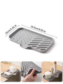 1 Pc Silicone Dish Drying Mat - Foldable, Heat-Resistant, Multi-Purpose Kitchen Draining Pad, Suitable For Dishes And Utensils