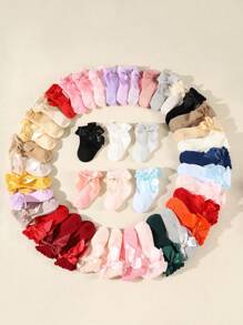 24 pares de calcetines de bebé con moño, adecuados para niños de 0 a 3 años, de media caña, sin ajuste, para primavera/otoño