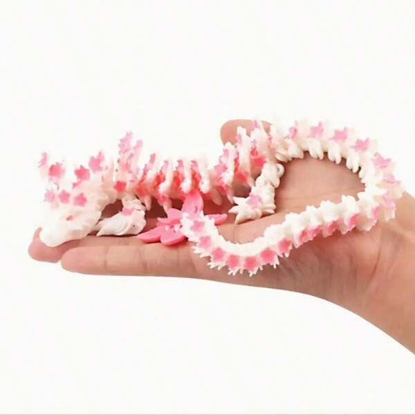 Modelo de dragón de cristal Sakura con articulaciones móviles impresas en 3D - Dragón decorativo de fantasía, adecuado para exhibición, colección y regalos únicos