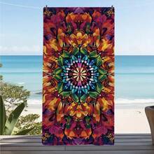 1 PC Geometric Patterns Ultra-Fine Fiber Magnetic Fixed Beach Towel, Fast Drying Super Absorbent Lightweight Travel Towel, Multi-Color Printed Swimming Towel, Camping Towel, Swimming Pool, Water Sports, Yoga, Gym, Backpack