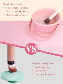 Tazón de limpieza de brochas de maquillaje de silicona 3 en 1 con rejilla de secado, alfombrilla de limpieza multifuncional para esponjas de maquillaje, limpiador reutilizable de herramientas de maquillaje para borlas, brochas y agitadores, adecuado como regalo para principiantes - Multicolor - Ver 4