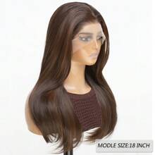 Brown 13x6 Synthetic Lace Front Wigs For Women 18 Inch Medium Long Wavy Curtain Bangs Glueless Kanekalon Hair Resistant Synthetic Hair Wigs Middle Part 150% Density Lace Wavy Wig Daily Wear Natural Hairline Glueless Wigs For Fashion Women Girls Party Vacation Show Makeup Use Wear