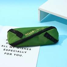 1pc Creative Canvas Pencil Case Japanese Style S Design Zipper Stationery Bag Large Capacity Simple Pen Bag Student - Multicolor - View 8