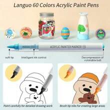 9 Stücke gerade Flüssig-Acryl Marker Stifte mit weichen Spitzen für Kunststudierende, geeignet für nicht-transparentes Graffiti und stapelbare Farben, verwendbar für DIY Malerei auf Holz, Keramik und Steinen