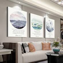 Conjunto de 3 cuadros enmarcados en lienzo con marco de madera, arte de pared con versículo bíblico, cristianismo, arte con versículo bíblico, decoración de pared bíblica, pinturas de arte inspiracional, impresión creativa, arte de pared en lienzo impermeable, mural artístico, apto para regalos, cama, decoración de pared con marco