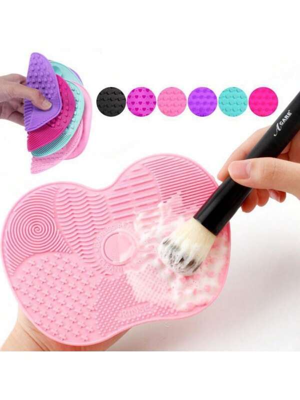 Apple Shaped Silicone Makeup Brush Cleaning Pad, Cleaning Brush With Suction Cup, Brush Cleaning Pad, For Cleaning Silicone Pads, Bags, Storage Bags, Cosmetic Storage Boxes, Cosmetics, Portable Brush Cleaning Tools