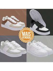 Men's Casual Sneakers Urban Fashion Streetwear HipHop Unisex - Trắng/Caramel - Xem 6