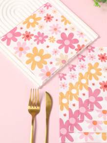 16 piezas Servilletas desechables con diseño de crisantemo, toallas de papel con estilo margarita para suministros de fiesta con tema bohemio, hippie, vintage para cumpleaños, boda, despedida de soltera, celebraciones, decoración de mesa, cocina, comedor y decoración de verano