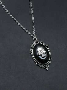 1 par de pendientes colgantes vintage estilo gótico con cabujón de cristal en relieve negro, pendientes con gota de calavera de bruja de Halloween, joyería de estilo victoriano de moda como regalo para mujeres y niñas
