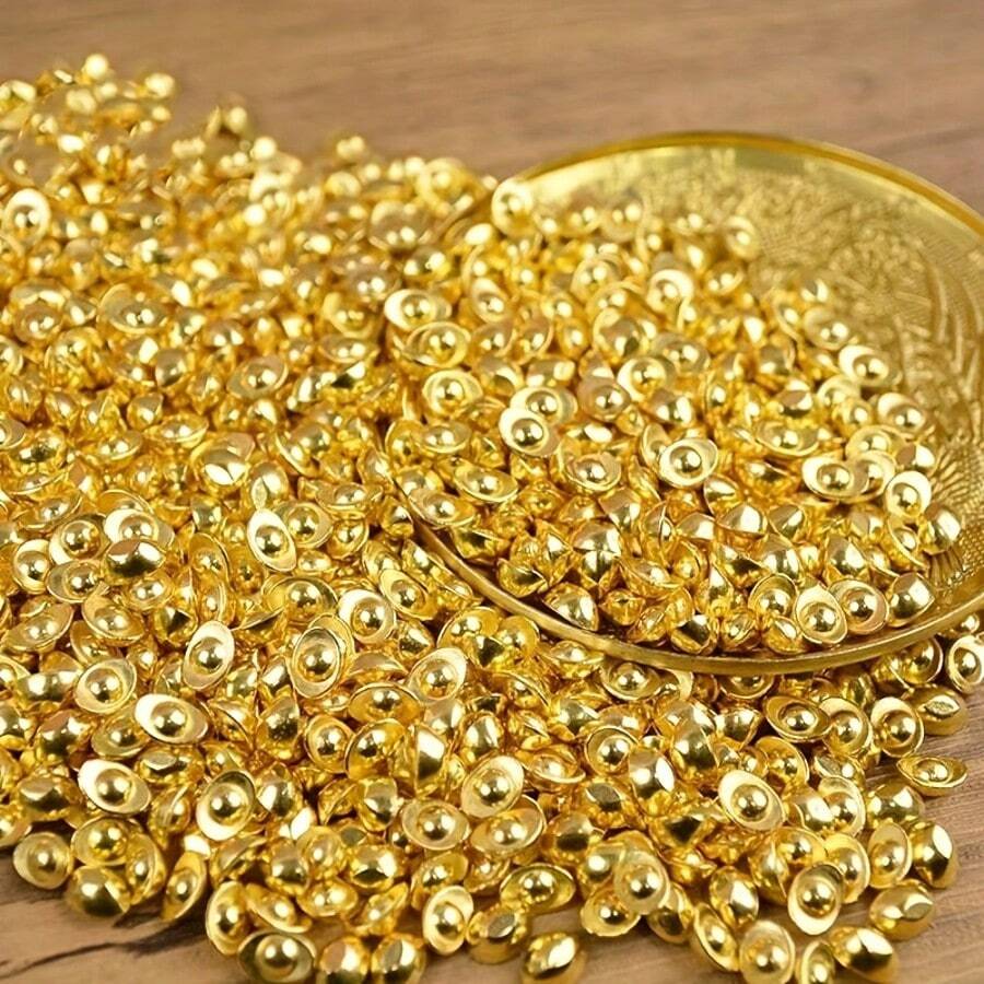 100 件/300 件仿金元宝，家居桌面摆件，办公室财富装饰，带来财富和好运，金属迷你中国金元宝，迷你家居和办公室装饰品