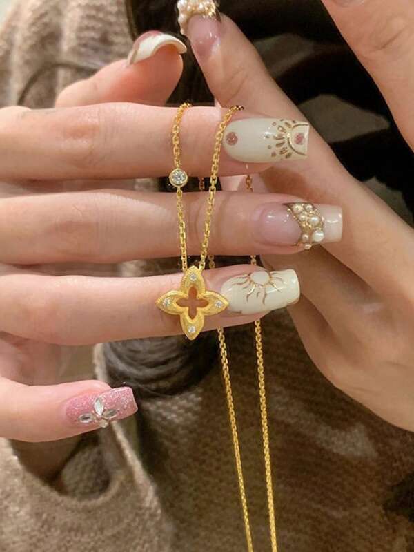 قلادة حلقة رينستون مجوفة على شكل شبيه بالبرسيم، قلادة إنيقة فاخرة للمرأة، قلادة خانق متعددة الاستخدامات للترقوة