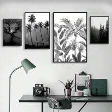 1 Stück/3 Stück Wandkunst Poster Pflanzen Teil Schwarz-Weiß Wald Poster Poster Kunst Bar Wohnzimmer Möbel Dekoration Ohne Rahmen/Mit Rahmen Leinwandkunst