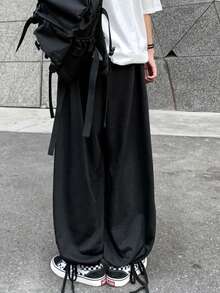 Fashionable High-End Loose Casual Adjustable Wide Leg Skort Black - Black - View 5