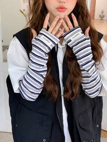 1 đôi Sọc Tay áo chống nắng Đối với phụ nữ , Gầy & Rộng & UV Chống lại & Cao-kết thúc , Dễ thương & Đúng mốt Cho mùa hè - khối màu sọc - Xem 4