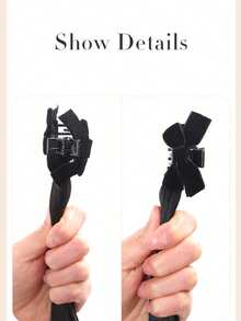 2 件装合成蝴蝶结马尾假发儿童爪夹大波浪/直马尾自然发片适合儿童日常派对 - 自然黑 - 查看 7