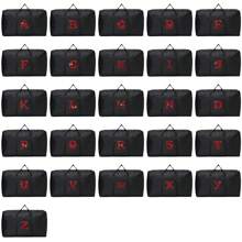 Bolsa grande impermeável para mudanças, bolsa de armazenamento grande de tecido Oxford, bolsa de compras reutilizável, organizador de armazenamento para suprimentos ao ar livre, estojo de armazenamento de barracas, ideal para viagens ao ar livre, padrão de 26 letras iniciais