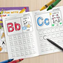 Cahier de 28 pages, de A à Z, exercices d'alphabet et de phonétique anglaise, jeux de lecture pour enfants, convient à l'entraînement du contrôle de l'écriture et à la pratique éducative. Papier imperméable, matériel éducatif, jouet éducatif précoce pour enfants, Montessori, matériel pédagogique, cadeau d'anniversaire pour garçon ou fille, exercice de contrôle du stylo