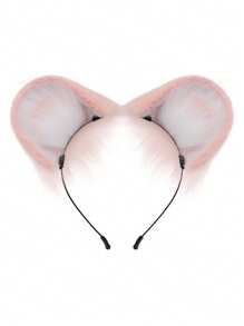 Cute Furry Cat Ear Headband, Playful Bicolor Plush Animal Ear Hair Hoop Decoration